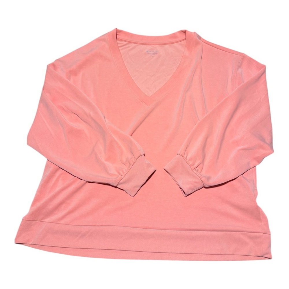 Athleta Coral Pink Willow V-Neck Pullover Sweatshirt Size 1X